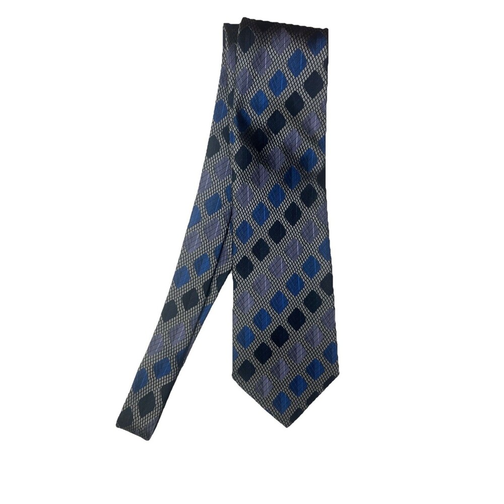 ERTU MADE IN JAPAN BLUE DIAMOND PATTERNS. TIE - DESIGNER TIES.